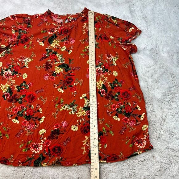 Torrid Floral Orange Top Tshirt Short Sleeve Plus Size 3X Fall Thanksgiving - Picture 6 of 9